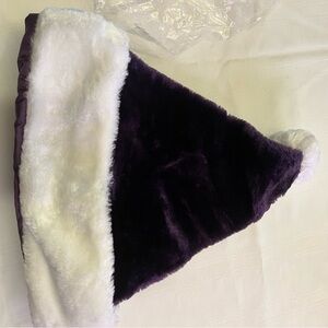 Purple and White Fuzzy Santa Hat